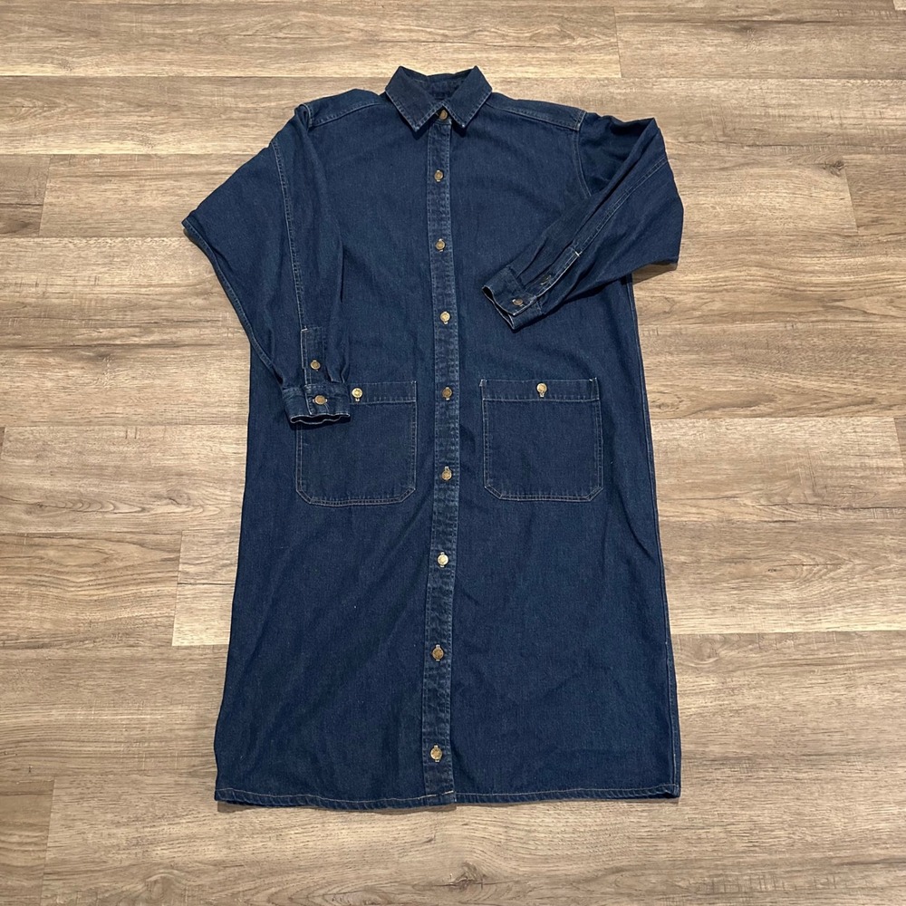Vintage 90's Calvin Klein Denim Shirt Dress Made in USA 100% Cotton Size Small